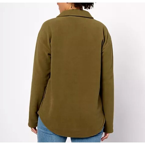 Anybody Sweater Shacket ~ XL Lounge Polar Fleece Button Front Black A553804 - Picture 2 of 8